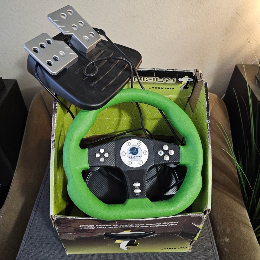 Pelican Steering Wheel & Pedals for First-Gen XBox, used, tested, works great
